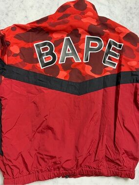 Bape Red Camo Panel Windbreaker Jacket - Men's